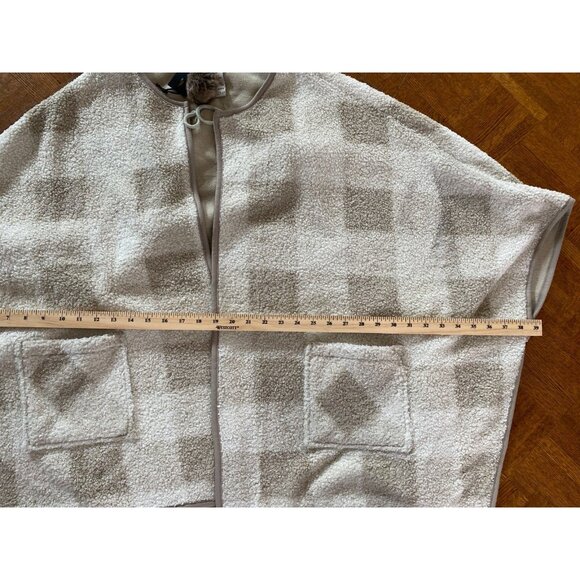 PARASUCO Beige Brown Plaid Sherpa Cape Shawl Poncho Jacket New with Tags Sz L/XL - Picture 12 of 13